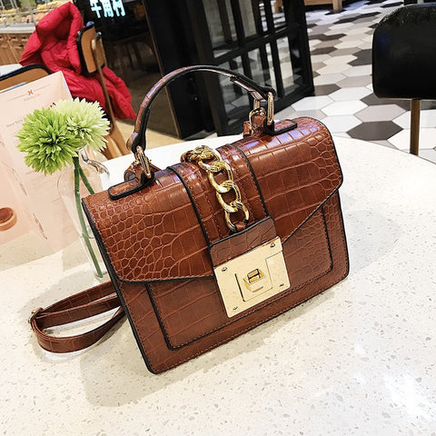 2019 Crocodile Pattern Small Ladies Hand Sling Crossbody Bags Women Leather Luxury Handbags Designer Female Vintage Shoulder Bag