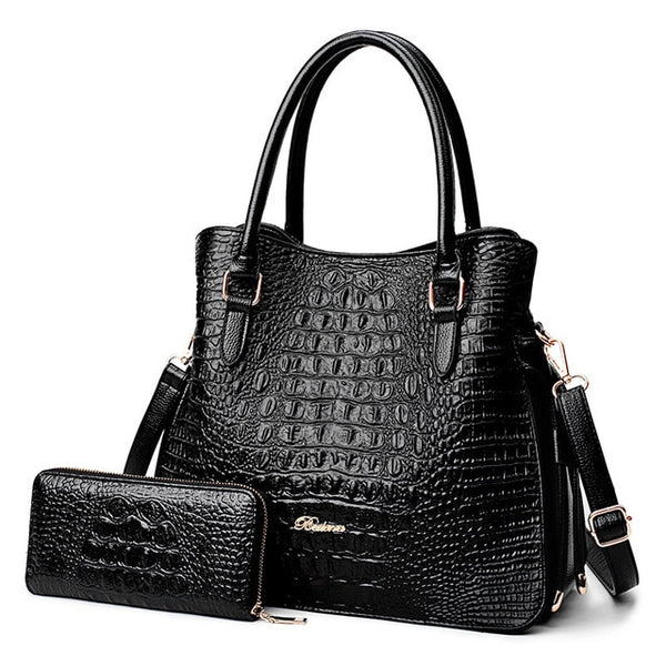 LONOOLISA Fashion Alligator 2 Sets Purses And Handbags PU Leather Women Messenger Bags Ladies Hand Crossbody Bags For Womenc2019