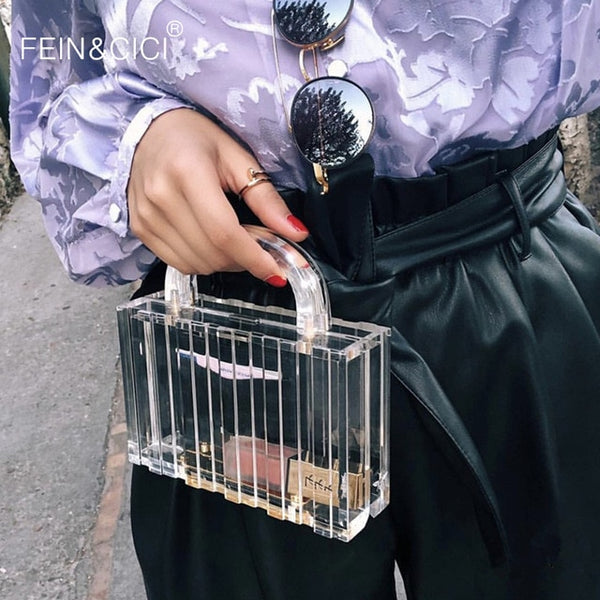 Transparent totes bag Clear acrylic PVC plastic box bag Dubai women girl vintage retro evening party handbag 2019 new summer bag