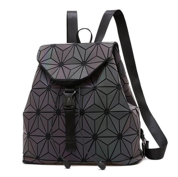 MAGICYZ Women Laser Luminous Backpack Geometric Shoulder Bag Folding Student School Bags For Teenage Girl holographic sac a dos