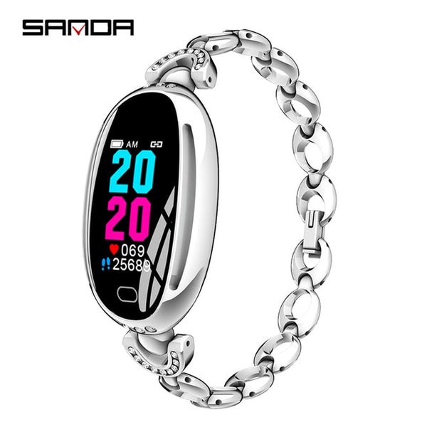 SANDA E68 Women New Oval Smart Digital Watch Female Rose Gold Jewelry Call Reminder Heart Rate Watches Calorie Beauty Wristwatch