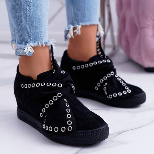 Fujin Sneakers Platform Rivet Shoes Buckle Women Spring Autumn Winter Warm  Slip on Flat Heel Shoes Platform Wegde Shoes