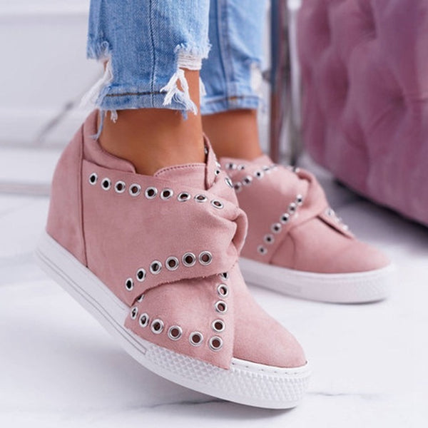 Fujin Sneakers Platform Rivet Shoes Buckle Women Spring Autumn Winter Warm  Slip on Flat Heel Shoes Platform Wegde Shoes