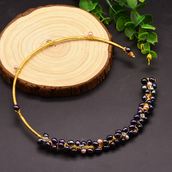 GLSEEVO Natural Fresh Water Baroque Pearl Choker Necklace Birthday Gifts For Women Bride Wedding Necklaces Luxury Jewelry GN0061