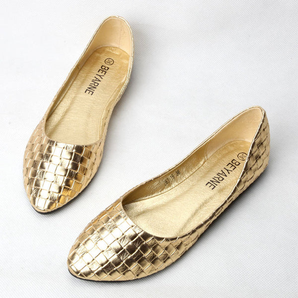 BEYARNE Plus Size 35-41 Fashion Flats gold silver flats for women's  Flat Heel Shoes  Fashion Flats Free Shipping