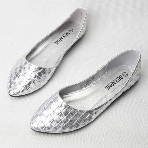 BEYARNE Plus Size 35-41 Fashion Flats gold silver flats for women's  Flat Heel Shoes  Fashion Flats Free Shipping