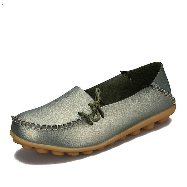 Soft Leisure Flats Women Leather Shoes Moccasins Mother Loafers  Casual Female Driving Ballet Footwear