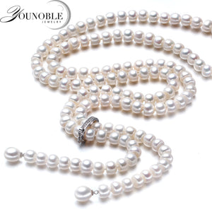 900mm Tassel Fashion Long Pearl Necklace Natural Freshwater Pearl 925 Sterling Silver Jewelry For Women Statement Necklace Gift