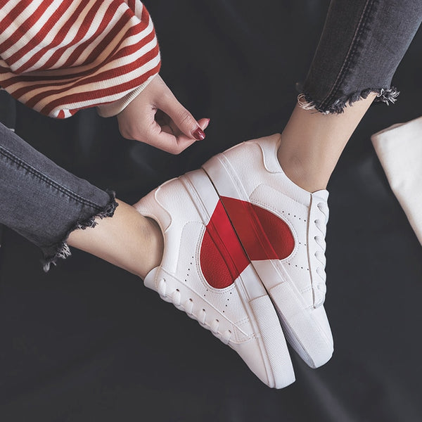 Smile Circle 2018 Spring/Summer White Sneakers Women Ultra-soft Lace-up Casual Shoes Women Flat Platform Shoes Girl shoes A58101