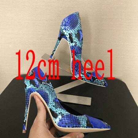 2018 Spring Brand Shoes Woman High Heels Womens Lady Pumps High Heel Shoe Ladies Shoes Snake Printed beige bottom 8 10 12 cm