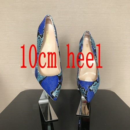 2018 Spring Brand Shoes Woman High Heels Womens Lady Pumps High Heel Shoe Ladies Shoes Snake Printed beige bottom 8 10 12 cm