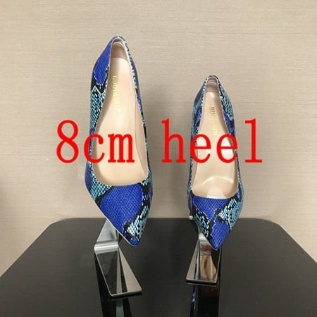 2018 Spring Brand Shoes Woman High Heels Womens Lady Pumps High Heel Shoe Ladies Shoes Snake Printed beige bottom 8 10 12 cm