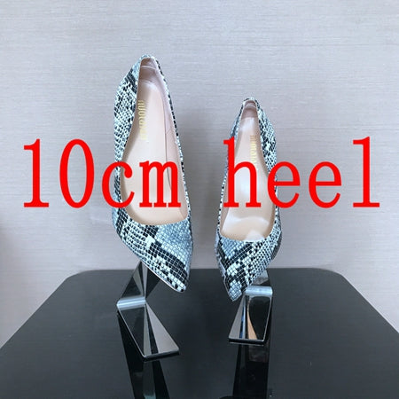 2018 Spring Brand Shoes Woman High Heels Womens Lady Pumps High Heel Shoe Ladies Shoes Snake Printed beige bottom 8 10 12 cm