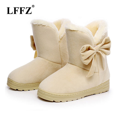 LFFZ 2018 Women Snow Boots Cute Bowtie Warm Fashion Snow boots women winter shoes butterfly dropshipping factory Cheap ST217