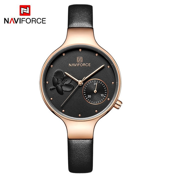 NAVIFORCE Women Watches Top Brand Luxury Fashion Female Quartz Wrist Watch Ladies Leather Waterproof Clock Girl Relogio Feminino