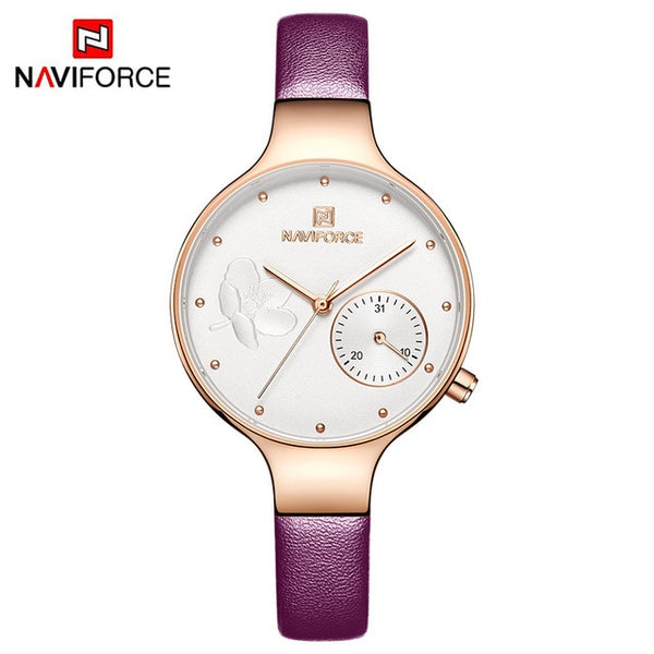 NAVIFORCE Women Watches Top Brand Luxury Fashion Female Quartz Wrist Watch Ladies Leather Waterproof Clock Girl Relogio Feminino