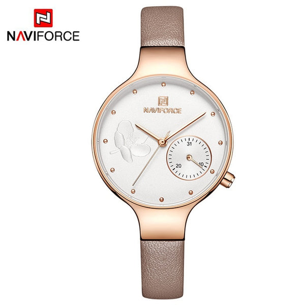 NAVIFORCE Women Watches Top Brand Luxury Fashion Female Quartz Wrist Watch Ladies Leather Waterproof Clock Girl Relogio Feminino