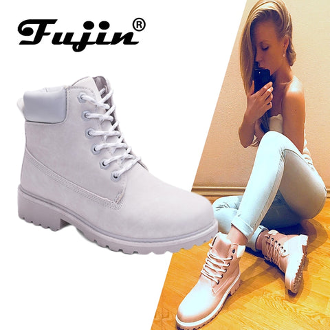 Fujin 2019 SPRING Winter plush Warm Women winter boots shoes Wedge Casual Shoes Outdoor Waterproof Height Increasing Snow Boots