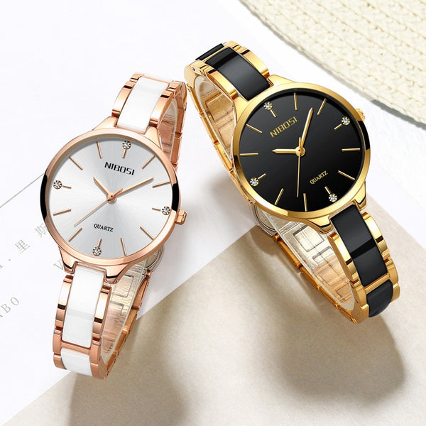 NIBOSI Watch Women Watches Ladies Creative Women's Ceramic Bracelet Watches Female Clock Relogio Feminino Montre Femme