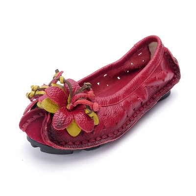 2019 New spring Handmade flower women's shoes genuine leather female moccasins loafers soft outsole casual shoes flats