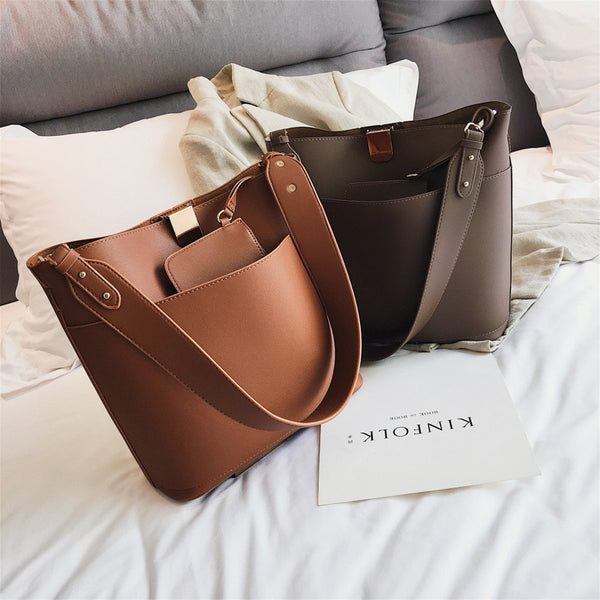 Women's Designer Handbag The Big Women's Pu Leather Handbags 2018 Simple Fashion New Quality Tote Bag Shoulder Bags