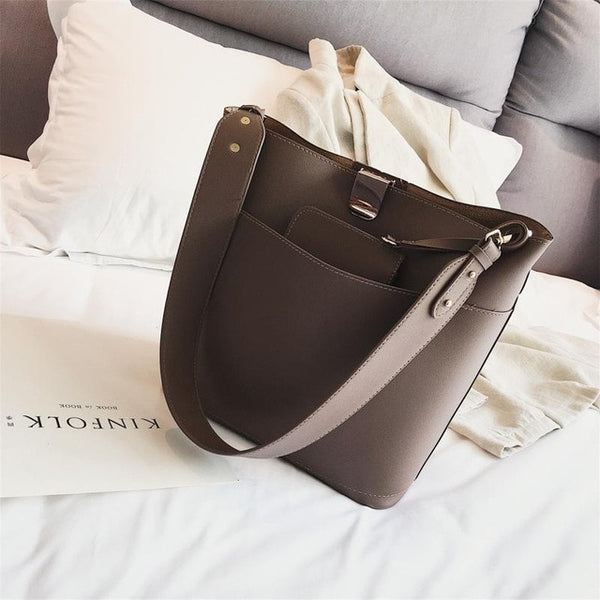 Women's Designer Handbag The Big Women's Pu Leather Handbags 2018 Simple Fashion New Quality Tote Bag Shoulder Bags