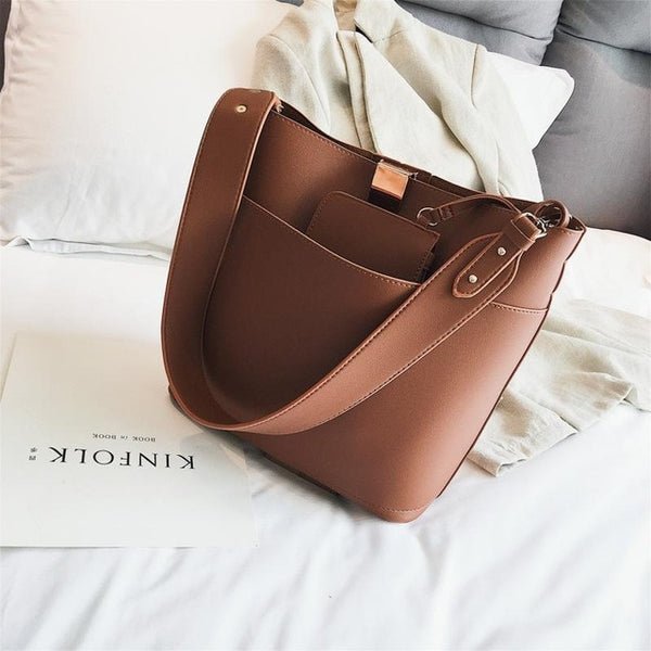 Women's Designer Handbag The Big Women's Pu Leather Handbags 2018 Simple Fashion New Quality Tote Bag Shoulder Bags